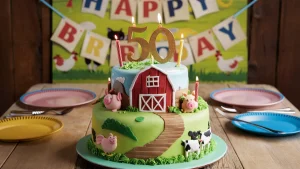 Farm cake birthday party