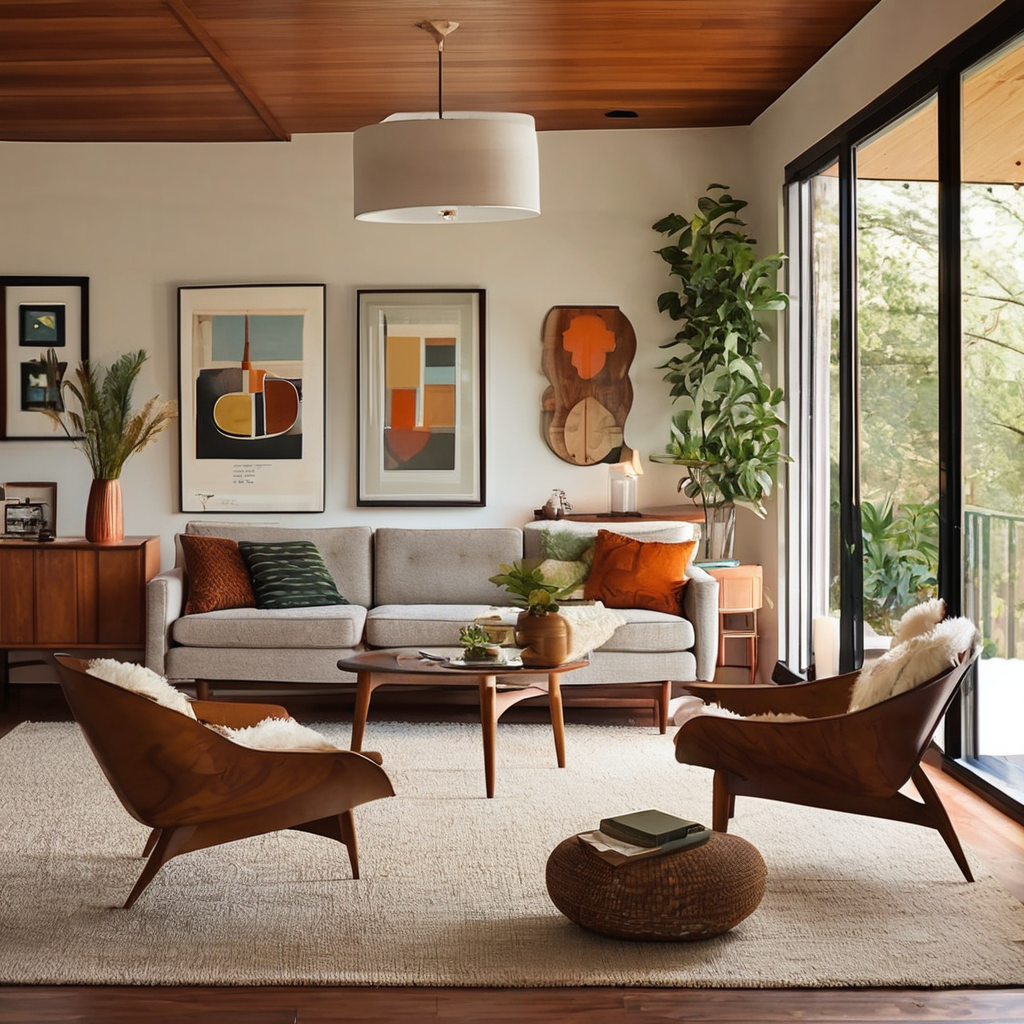 cozy mid century modern living room