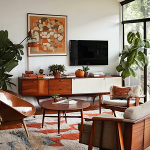 cozy mid century modern living room