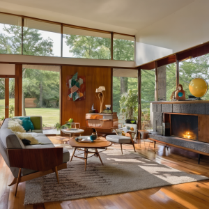 cozy mid century modern living room