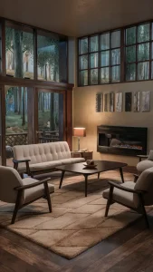 cozy mid century modern living room