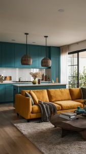 maximalist living room kitchen