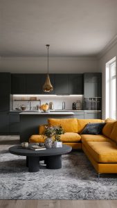 maximalist living room kitchen