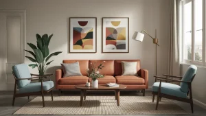 mid century modern living room 