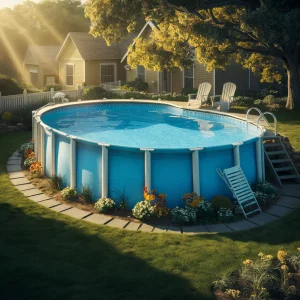 ground swimming pool in a small yard