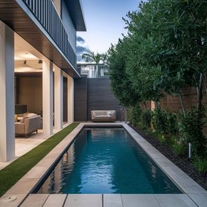  narrow swimming pool in a small yard