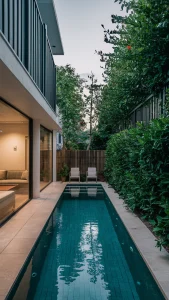  narrow swimming pool in a small yard