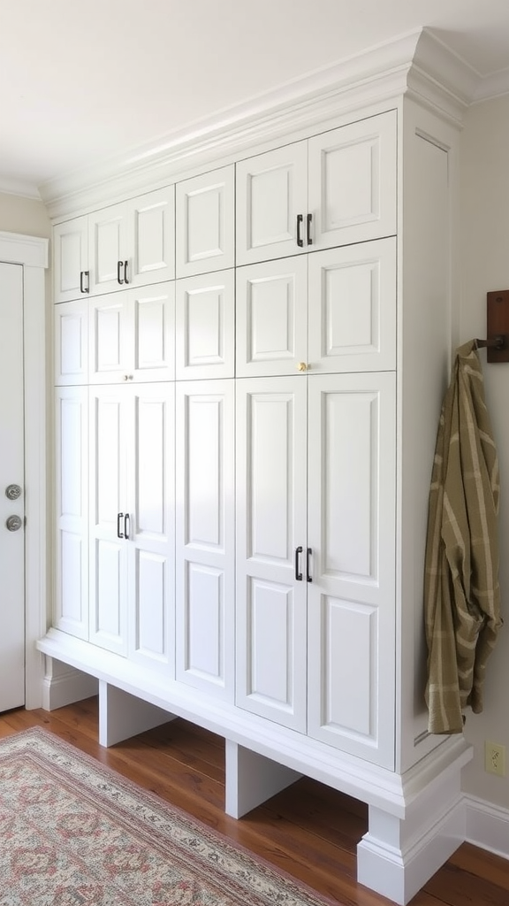 Classic white lockers with shaker style doors in a bright room