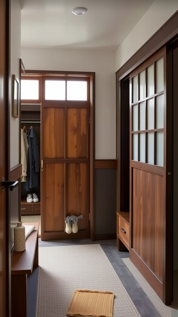 Interior view featuring Japanese sliding doors in a hallway