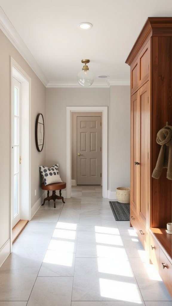 Open concept mudroom featuring natural light, seating area, and storage.