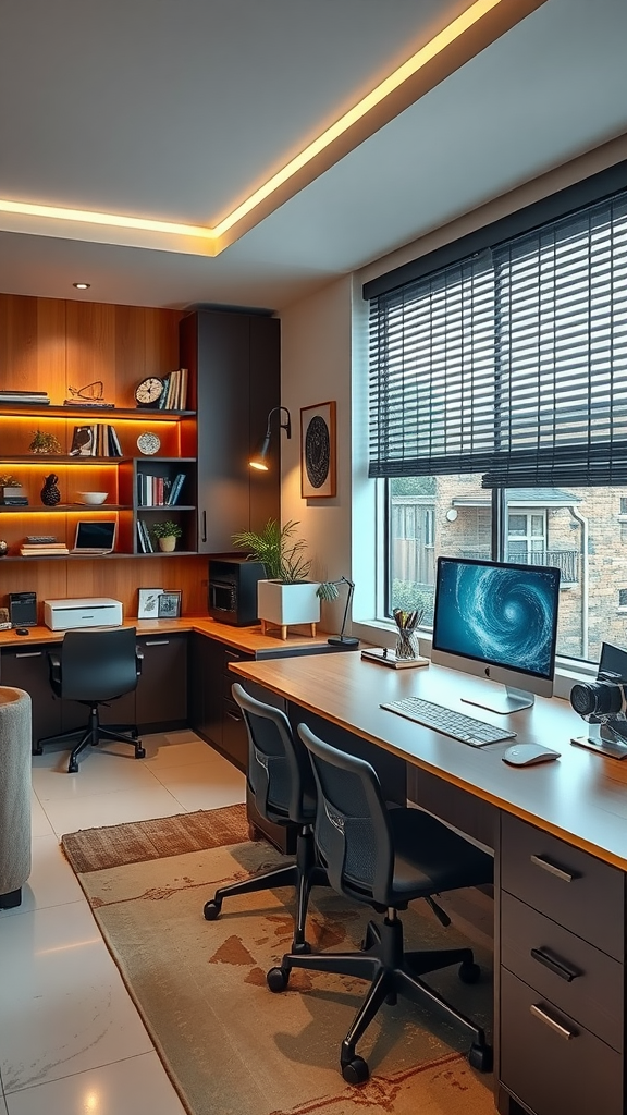 Modern smart office with sleek design and technology