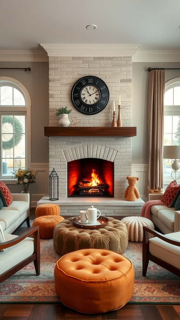 Cozy living room with a fireplace and comfortable seating