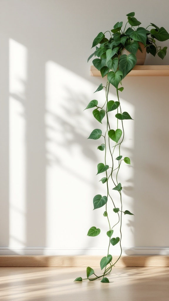 Heartleaf Philodendron plant with trailing vines in a bright room