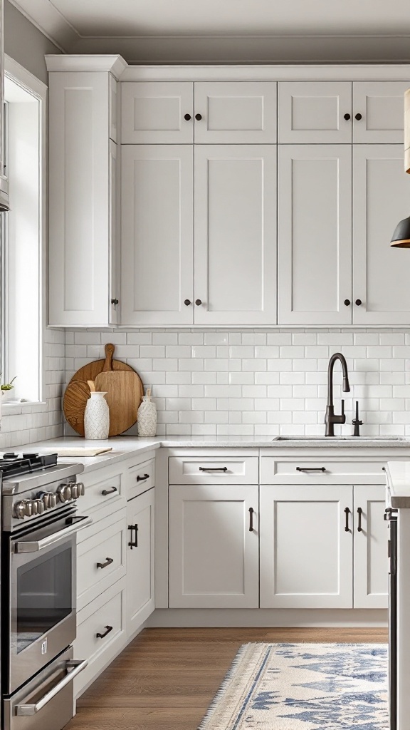 Modern kitchen with white cabinets and soft-close drawers