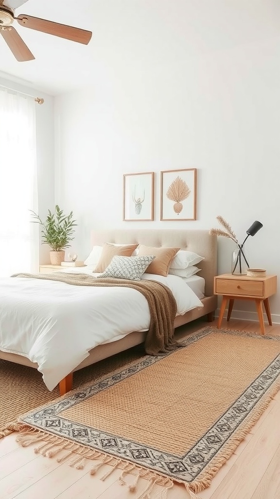 Cozy bedroom featuring layered rugs for comfort