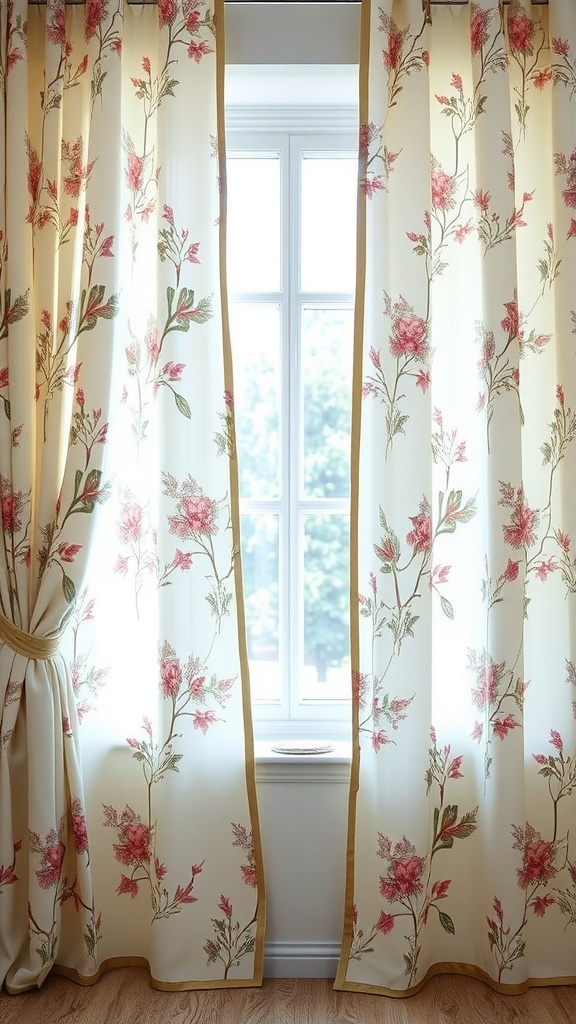 Botanical patterned curtains with floral designs