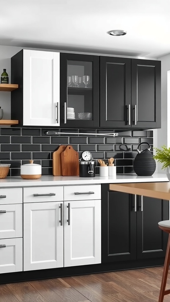 Black and white kitchen cabinets with modern design