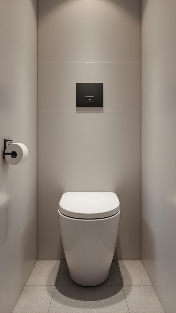 A modern, custom-fitted toilet in a small bathroom space.