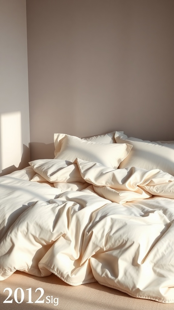 Luxurious bedding with soft pillows and a cozy comforter.