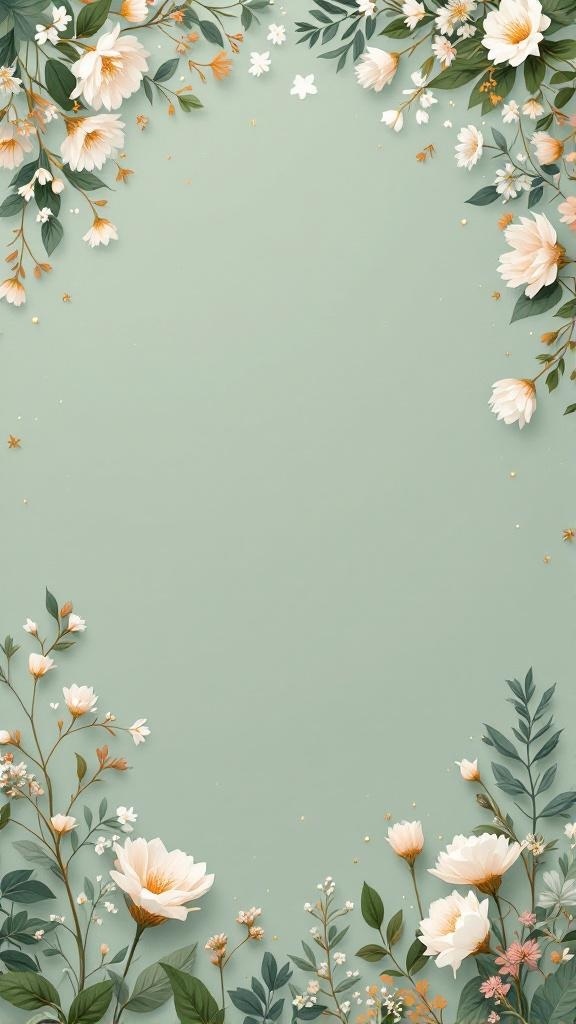 Sage green wedding invitations with floral accents
