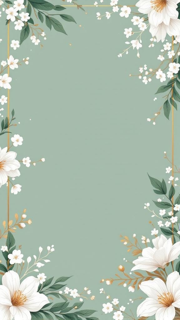 Sage green wedding invitation design with floral accents