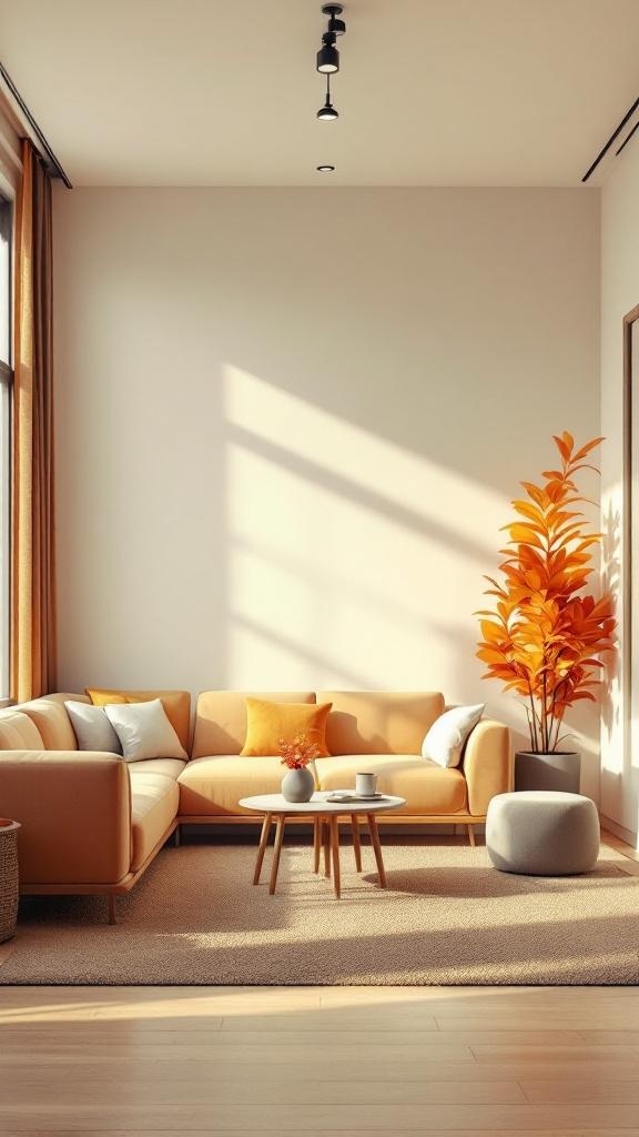 A cozy living room with a velvet bean bag and a taxidermy crow.