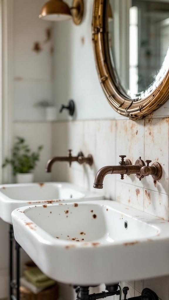 Close-up of rusty water fixtures with a vintage look