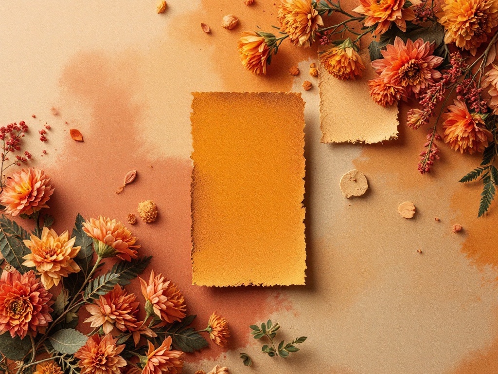 Terracotta color palette with flowers and color swatches